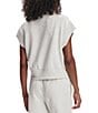 Varley Kelly High Neck Cap Sleeve Half Zip Double Soft Cropped Sweatshirt, Color:Ivory Marl - Image 2