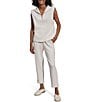 Varley Magnolia 2.0 Half-Zip Mock Neck Sleeveless Tank, Color:Ivory Marl - Image 3