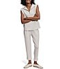 Varley Magnolia 2.0 Half-Zip Mock Neck Sleeveless Tank, Color:Ivory Marl - Image 5