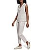 Varley Magnolia 2.0 Half-Zip Mock Neck Sleeveless Tank, Color:Ivory Marl - Image 6