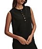 Varley Marla Crew Neck Sleeveless Button Down Placket Coordinating Tank Top - Image 1