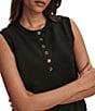Varley Marla Crew Neck Sleeveless Button Down Placket Coordinating Tank Top - Image 4