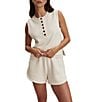 Varley Marla Crew Neck Sleeveless Button Down Placket Coordinating Tank Top - Image 5