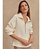 Varley Milano Mock Neck Long Sleeve Half Zip Pullover, Color:Ivory - Image 4