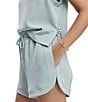 Varley Ollie High Rise Drawstring Shorts, Color:Ether Blue - Image 3