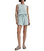 Varley Ollie High Rise Drawstring Shorts, Color:Ether Blue - Image 5