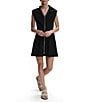 Varley Rebecca Oversized Collar Sleeveless Zip Through Double Soft Dress, Color:Black - Image 1