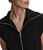 Varley Rebecca Oversized Collar Sleeveless Zip Through Double Soft Dress, Color:Black - Image 5