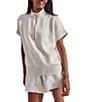Varley Ritchie Half Zip Short Sleeve Sweatshirt, Color:Ivory Marl - Image 6