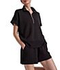 Varley Ritchie Half Zip Short Sleeve Sweatshirt, Color:Black - Image 3