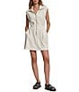 Color:Egret - Image 1 - Rosannah Foldable High Neck Sleeveless Zip Front Dress