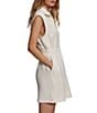 Color:Egret - Image 3 - Rosannah Foldable High Neck Sleeveless Zip Front Dress