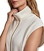 Color:Egret - Image 6 - Rosannah Foldable High Neck Sleeveless Zip Front Dress