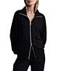Varley Roxbury DoubleSoft® Coordinating Stand Collar Raglan Long Sleeve Zip Through Sweat Jacket, Color:Black - Image 1
