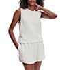 Varley Shea Crew Neck Sleeveless Double Soft Cropped Tank, Color:Ivory Marl - Image 1