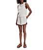 Varley Shea Crew Neck Sleeveless Double Soft Cropped Tank, Color:Ivory Marl - Image 4