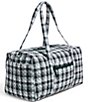 Color:Kingbird Plaid - Image 3 - Large Travel Recycled Cotton Quilted Plaid Duffel Bag