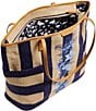 Color:Navy Stripe Straw - Image 2 - Navy Stripe Straw Beach Tote Bag