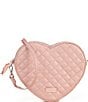 Color:Rose Quartz - Image 1 - Quilted Heart Nylon Crossbody Bag