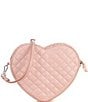 Color:Rose Quartz - Image 2 - Quilted Heart Nylon Crossbody Bag