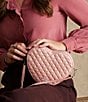 Color:Rose Quartz - Image 5 - Quilted Heart Nylon Crossbody Bag