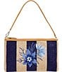 Color:Navy Stripe Straw - Image 1 - RFID Floral Striped Straw Convertible Wristlet