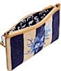 Color:Navy Stripe Straw - Image 2 - RFID Floral Striped Straw Convertible Wristlet