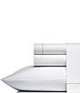 Color:White/Charcoal - Image 1 - 400-Thread-Count Solid Cotton Percale Sheet Set