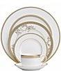 Color:White/Gold - Image 1 - by Wedgwood Vera Lace Floral 5-Piece Place Setting