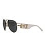Color:Gold/White - Image 3 - Leather Logo Aviator Sunglasses