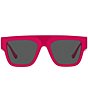 Color:Fuchsia - Image 2 - Men's Rock Icon 90's Logo Rectangle Sunglasses