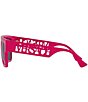 Color:Fuchsia - Image 3 - Men's Rock Icon 90's Logo Rectangle Sunglasses