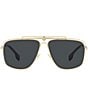 Color:Gold - Image 2 - Men's Ve2242 61mm Rectangle Sunglasses