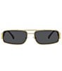 Color:Gold/Grey - Image 2 - Men's VE2257 Greca 60mm Grey Rectangle Sunglasses