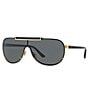 Versace Men's VE214040 Shield Sunglasses, Color:Gold/Black - Image 1
