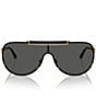 Versace Men's VE214040 Shield Sunglasses, Color:Gold/Black - Image 2