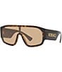 Color:Havana - Image 1 - Unisex 33mm Tortoise Shield Sunglasses