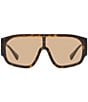 Color:Havana - Image 2 - Unisex 33mm Tortoise Shield Sunglasses