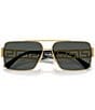 Versace Unisex Greca 61mm Navigator Sunglasses, Color:Gold - Image 5