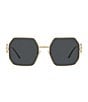 Color:Gold - Image 3 - Unisex Ve2248 58mm Non-Polarized Hexagonal Sunglasses