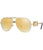 Color:Gold - Image 1 - Unisex Ve2249 65mm Aviator Sunglasses