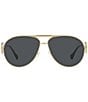 Color:Gold - Image 2 - Unisex Ve2249 65mm Standard Aviator Sunglasses