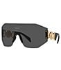 Color:Dark Grey - Image 1 - Unisex VE2258 Winged Medusa 99mm Black Shield Sunglasses