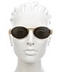 Color:Dark Grey/Gold - Image 2 - Unisex VE2264 56mm Oval Sunglasses