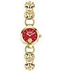Color:Gold - Image 1 - Versus Versace Women's Broadwood Petite Analog Red Dial Gold Stainless Steel Bracelet Watch