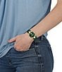 Color:Green - Image 4 - Versus Versace Women's Sertie Crystal Multifunction Green Leather Strap Watch