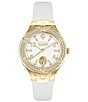 Color:White - Image 1 - Versus Versace Women's Vittoria Crystal Analog White Leather Strap Watch