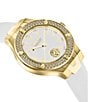 Color:White - Image 3 - Versus Versace Women's Vittoria Crystal Analog White Leather Strap Watch