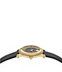 Color:IP Yellow Gold - Image 2 - Women's Greca Flourish Quartz Analog Black Leather Strap Watch