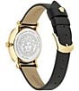Color:IP Yellow Gold - Image 3 - Women's Greca Flourish Quartz Analog Black Leather Strap Watch
